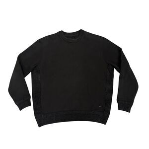 All Saints Senior Crewneck Sweatshirt Ribbed Black Men's M Wool Trim MF008P